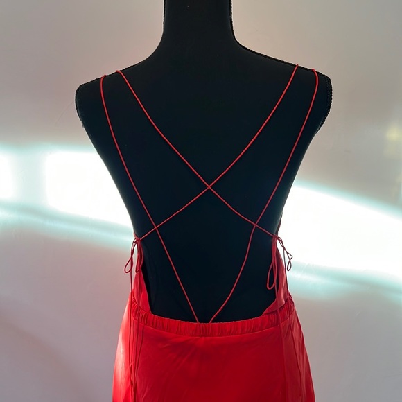 BRAND NEW !! Anna October Red Backless Maxi Dress with Straps SILK - Picture 6 of 11